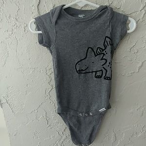 Gerber 12 months, dark grey Dino onesie